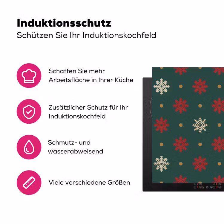 Illustratie - Sneeuwvlokken - Groen Inductie beschermer vinyl 3mm klein 276 -zzzzzzz-lf-ups