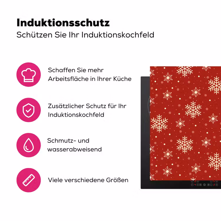 Illustratie - Sneeuwvlokken - Rood Inductie beschermer vinyl 3mm klein 276 -zzzzzzz-lf-ups