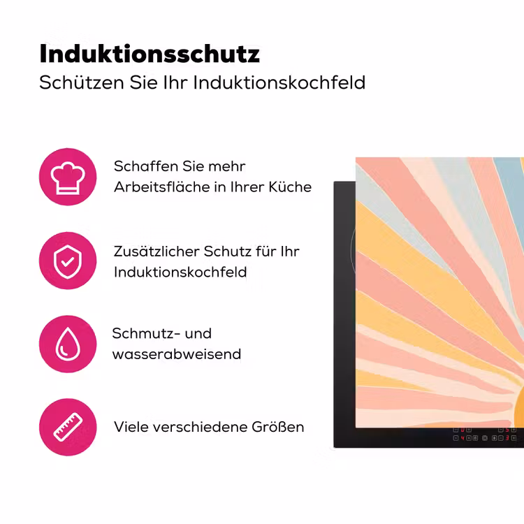 Illustratie - Zon - Pastelkleuren Inductie beschermer vinyl 3mm klein -zzzzzzz-lf-ups