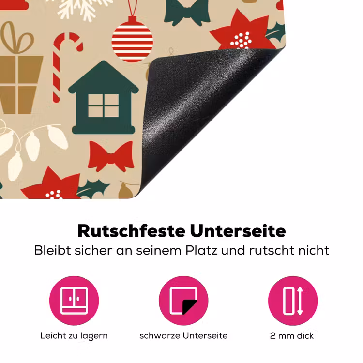 Illustratie - Kerst - Beige Inductie beschermer vinyl 3mm klein 276 -zzzzzzz-lf-onderkant