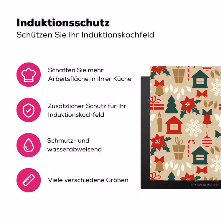 Illustratie - Kerst - Beige Inductie beschermer vinyl 3mm klein 276 -zzzzzzz-lf-ups
