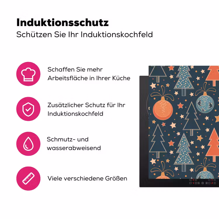 Illustratie - Kerst - Symbolen - Blauw Inductie beschermer vinyl 3mm klein 276 -zzzzzzz-lf-ups