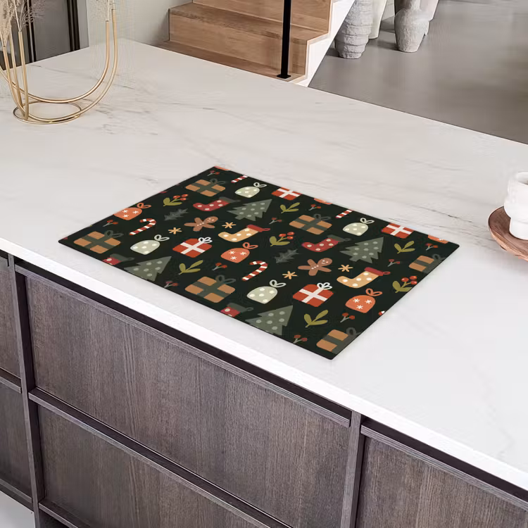 Illustratie - Kerstfiguren - Groen Inductie beschermer vinyl 3mm klein 276 -sfeer8