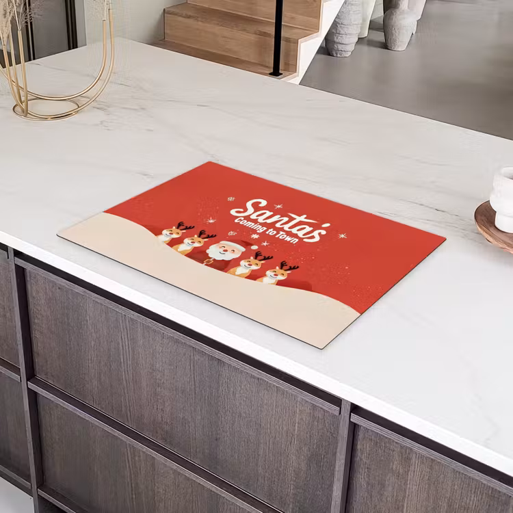 Illustratie - Kerstman - Rendieren - Rood Inductie beschermer vinyl 3mm klein -sfeer8