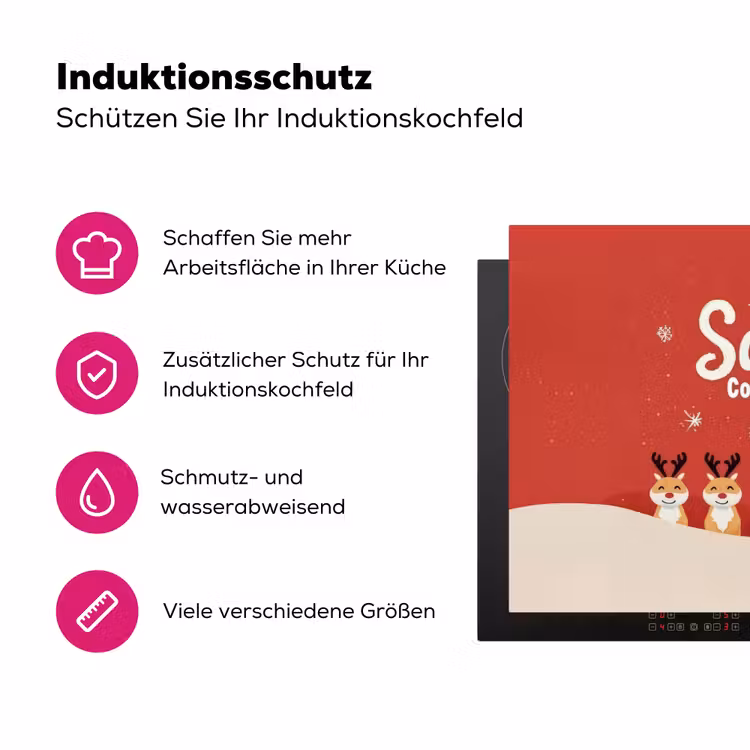 Illustratie - Kerstman - Rendieren - Rood Inductie beschermer vinyl 3mm klein -zzzzzzz-lf-ups