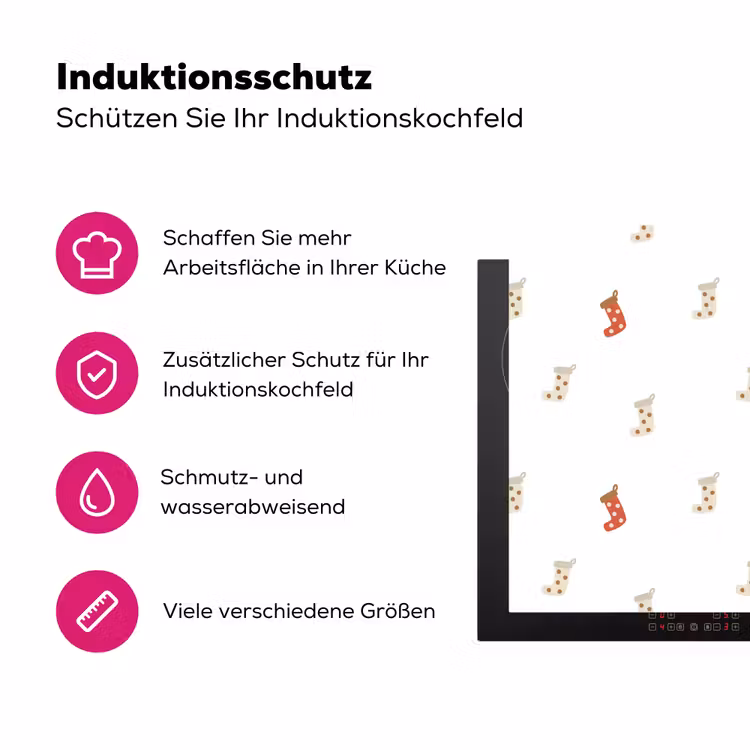 Illustratie - Kerstsokken - Wit Inductie beschermer vinyl 3mm klein 276 -zzzzzzz-lf-ups