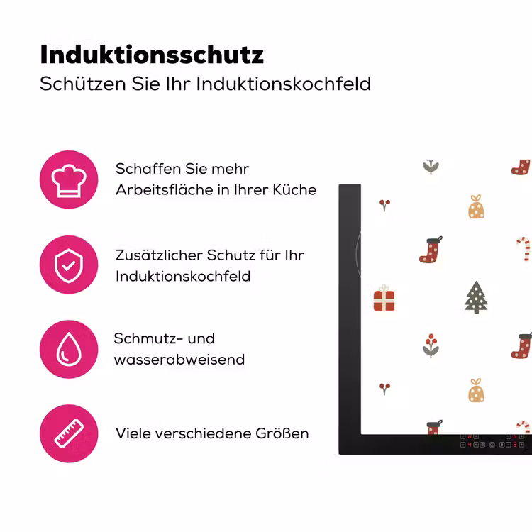 Illustratie - Kerstsymbolen - Wit Inductie beschermer vinyl 3mm klein 276 -zzzzzzz-lf-ups
