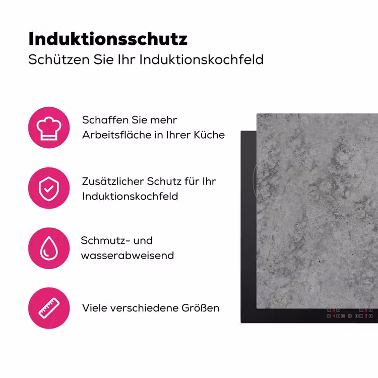 Industrieel - Beton - Patronen Inductie beschermer vinyl 3mm klein 276 -zzzzzzz-lf-ups