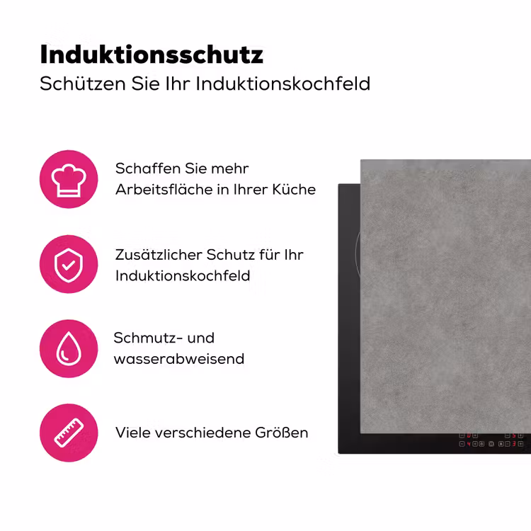 Industrieel - Patroon - Beton Inductie beschermer vinyl 3mm klein 276 -zzzzzzz-lf-ups