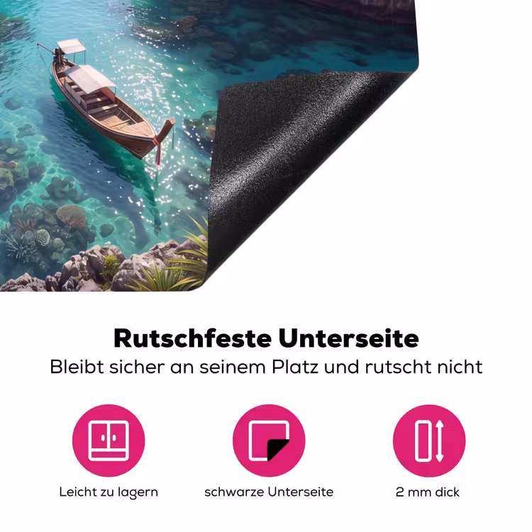 Eiland - Tropisch - Water - Palmbomen - Natuur Inductie beschermer vinyl 3mm middel -zzzzzzz-lf-onderkant
