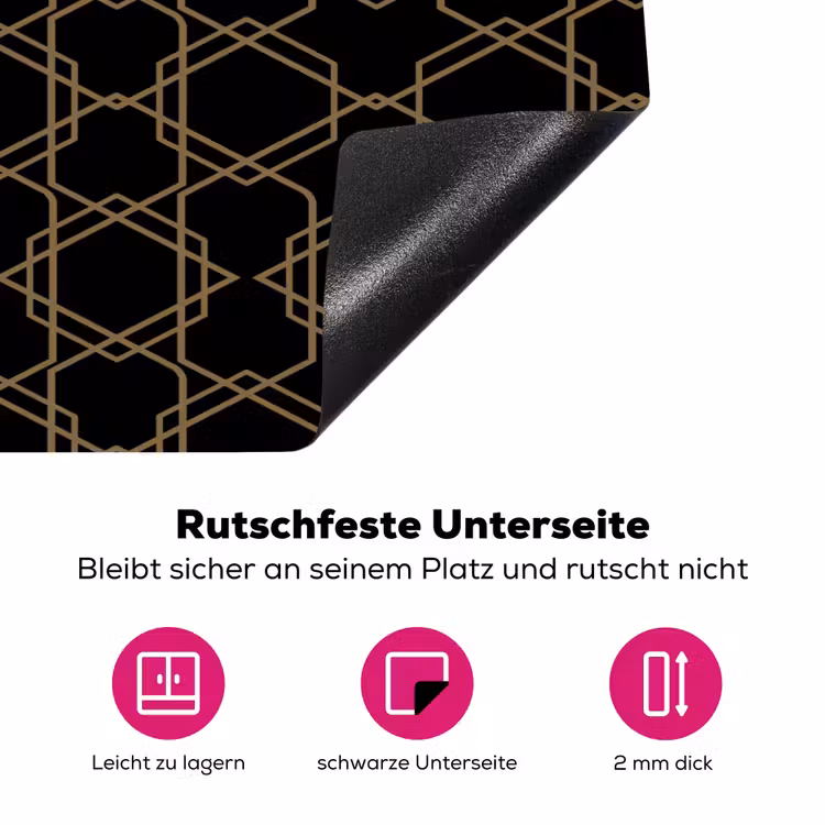 Verweven - Zeshoeken - Zwart - Goud Inductie beschermer vinyl 3mm klein 276 -zzzzzzz-lf-onderkant
