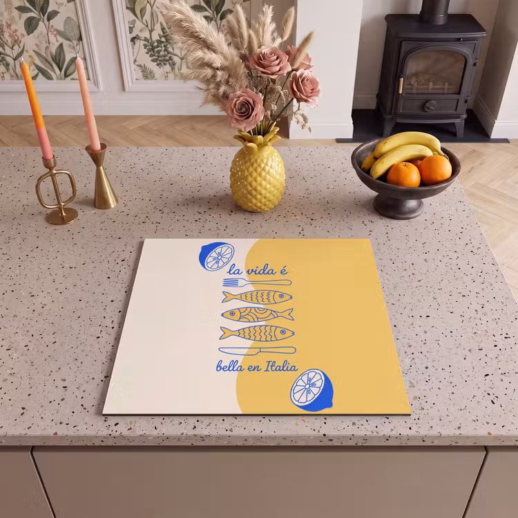 Italië - Eten - Citroen - Vis - Grafisch Inductie beschermer vinyl 3mm middel -sfeer3