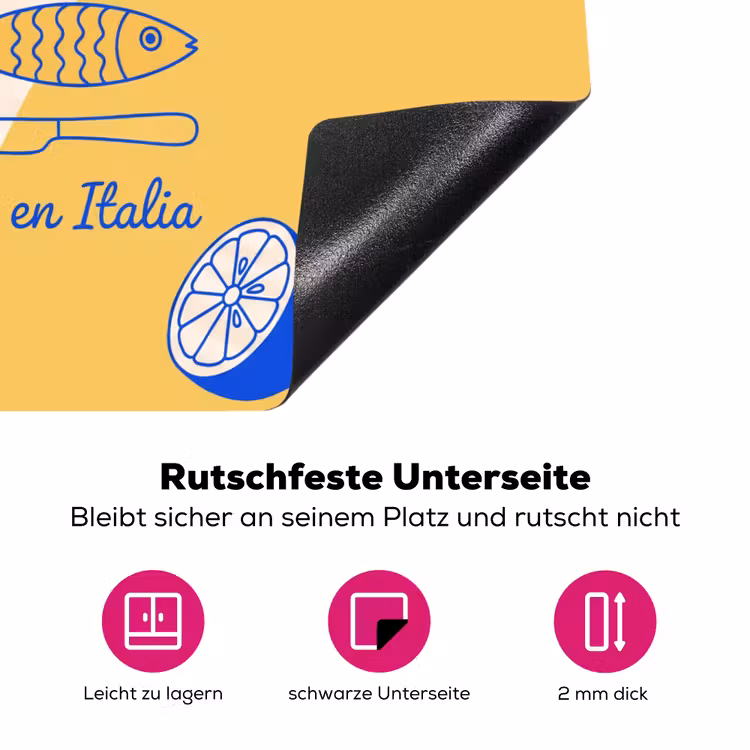 Italië - Eten - Citroen - Vis - Grafisch Inductie beschermer vinyl 3mm middel -zzzzzzz-lf-onderkant