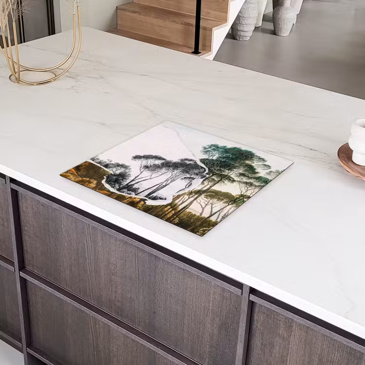 Italiaans landschap parasoldennen - Kunst - Hendrik Voogd - Schilderij - Zwart wit - Oude meesters Inductie beschermer vinyl 3mm middel -sfeer8