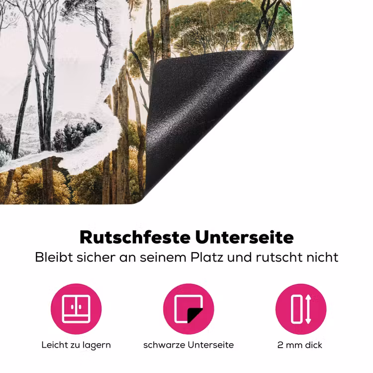 Italiaans landschap parasoldennen - Kunst - Hendrik Voogd - Schilderij - Zwart wit - Oude meesters Inductie beschermer vinyl 3mm middel -zzzzzzz-lf-onderkant