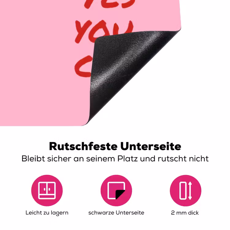 Yes you can do it - Rood - Roze Inductie beschermer vinyl 3mm klein -zzzzzzz-lf-onderkant