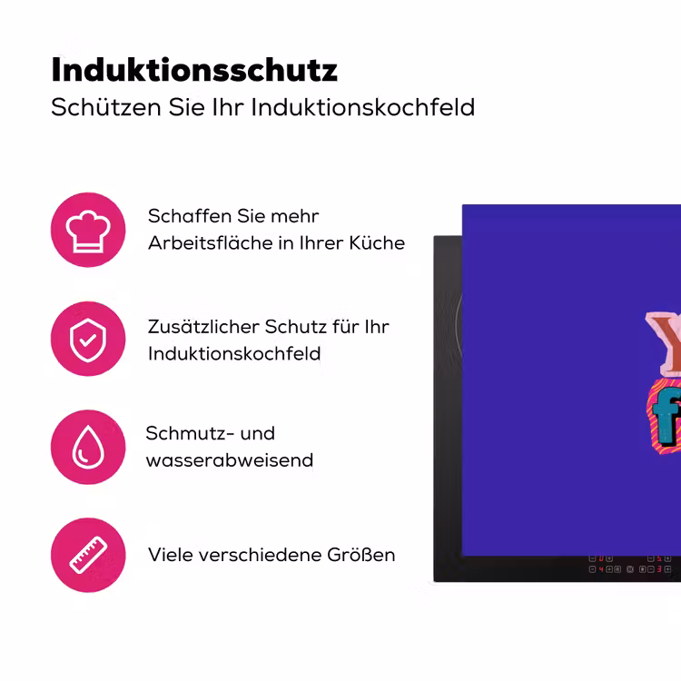 Yes fun - Kleurrijk - Collage-stijl Inductie beschermer vinyl 3mm klein -zzzzzzz-lf-ups