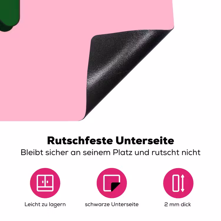 Yes fun - Groen - Roze Inductie beschermer vinyl 3mm klein -zzzzzzz-lf-onderkant