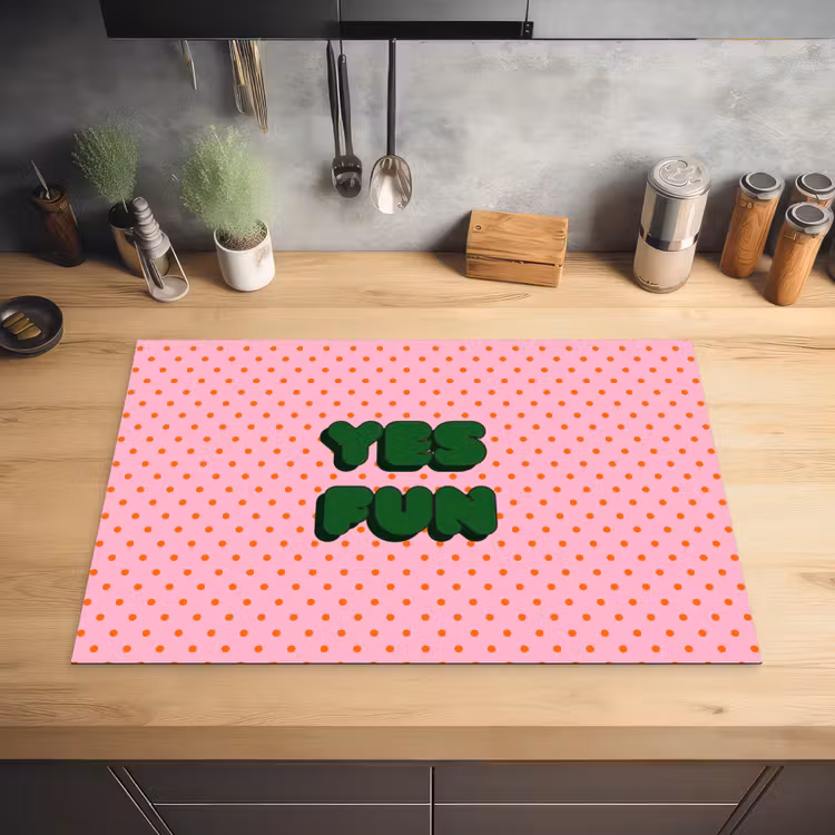 Yes fun - Groen - Roze - Stippen Inductie beschermer vinyl 3mm klein -sfeer5