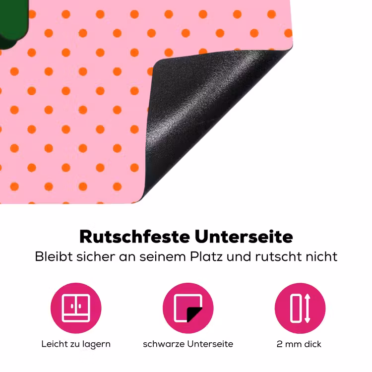 Yes fun - Groen - Roze - Stippen Inductie beschermer vinyl 3mm klein -zzzzzzz-lf-onderkant
