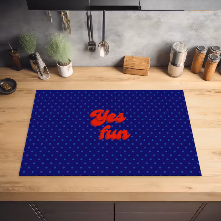 Yes fun - Rood - Blauw - Stippen Inductie beschermer vinyl 3mm klein -sfeer5