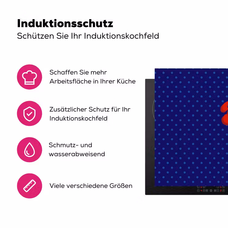 Yes fun - Rood - Blauw - Stippen Inductie beschermer vinyl 3mm klein -zzzzzzz-lf-ups