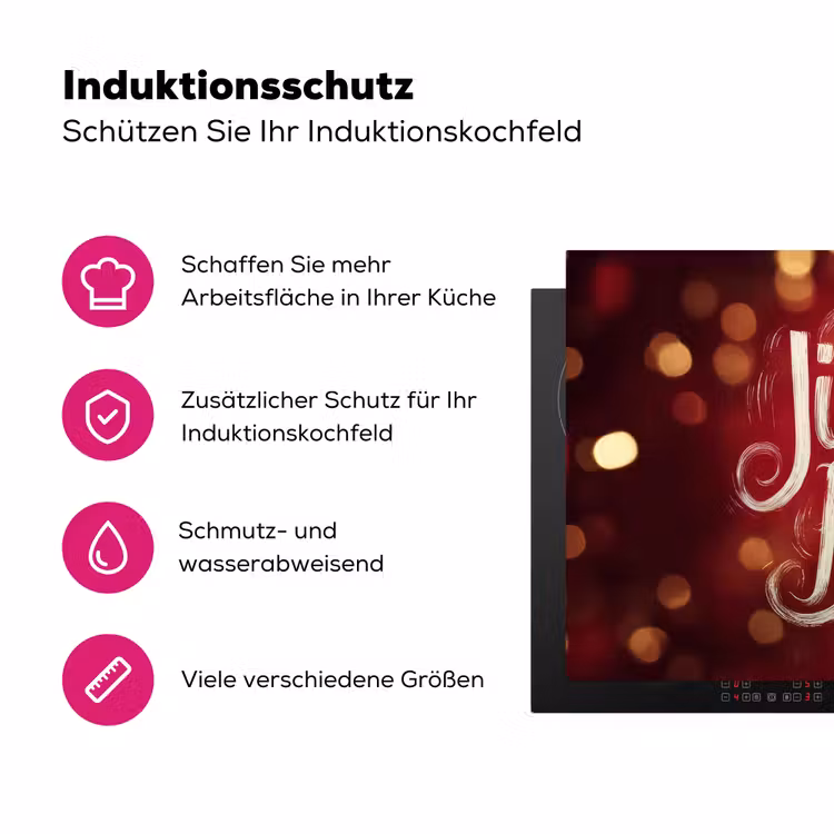 Jingle - Bells - Kerst - Rood Inductie beschermer vinyl 3mm klein -zzzzzzz-lf-ups