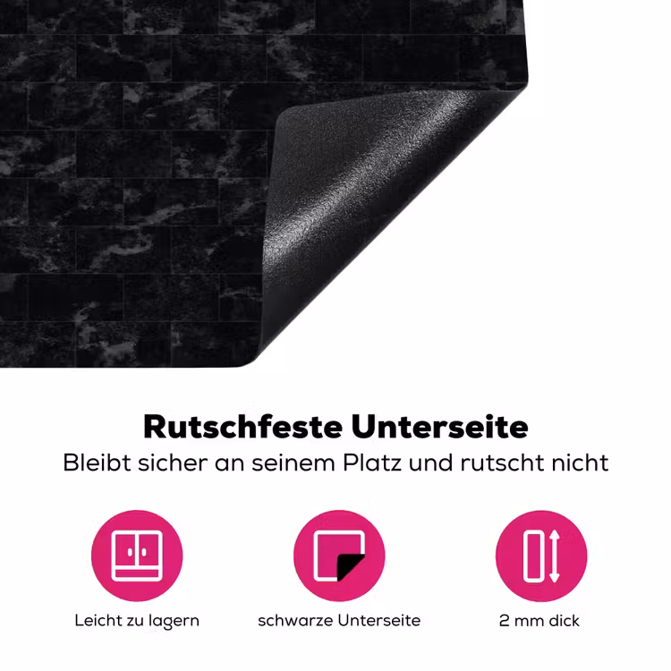 Tegels - Patroon - Marmer - Zwart Inductie beschermer vinyl 3mm klein 276 -zzzzzzz-lf-onderkant