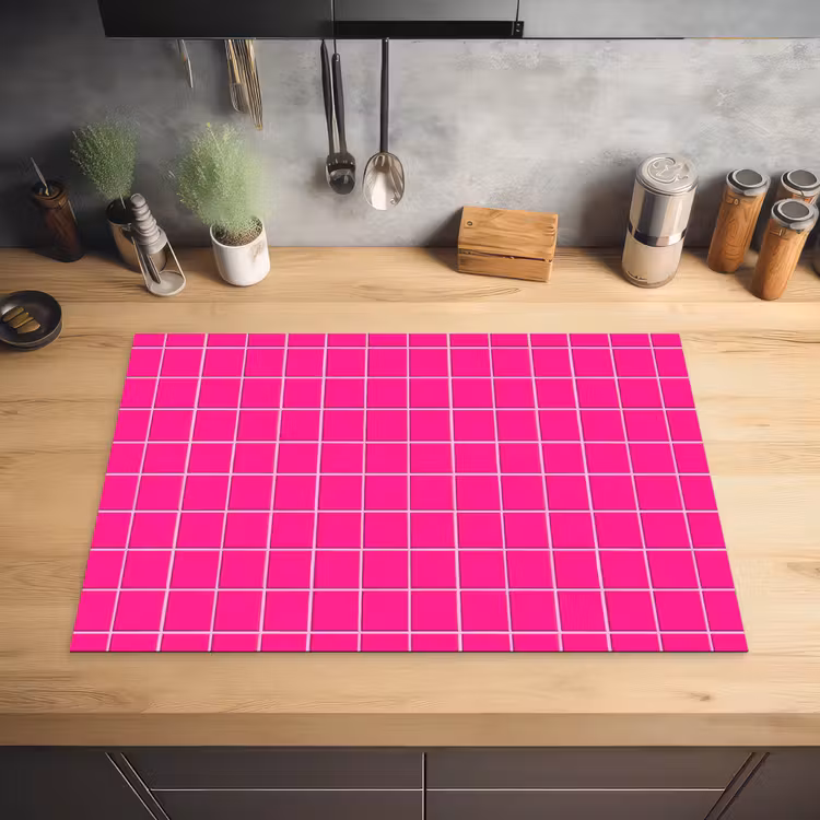 Tegels - Vierkant - Fuchsia Inductie beschermer vinyl 3mm klein 276 -sfeer5