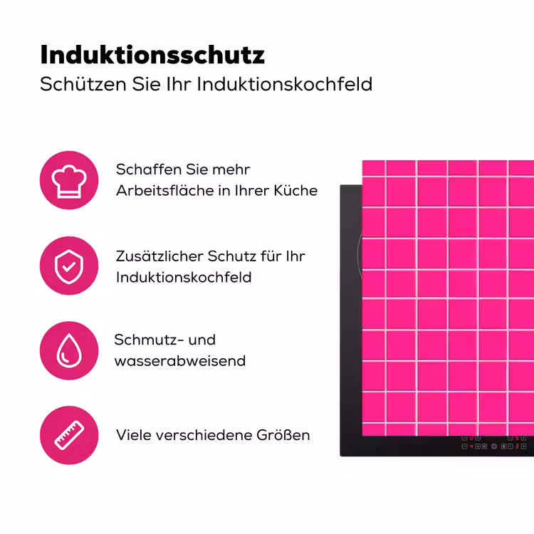 Tegels - Vierkant - Fuchsia Inductie beschermer vinyl 3mm klein 276 -zzzzzzz-lf-ups