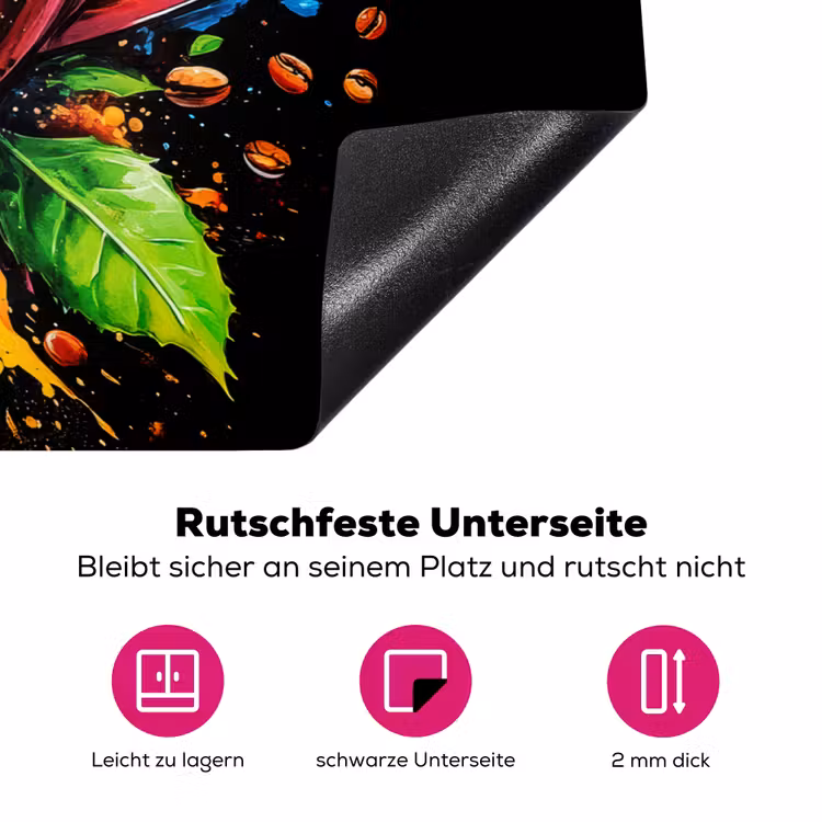 Koffie - Graffiti - Drinken - Abstract Inductie beschermer vinyl 3mm klein -zzzzzzz-lf-onderkant