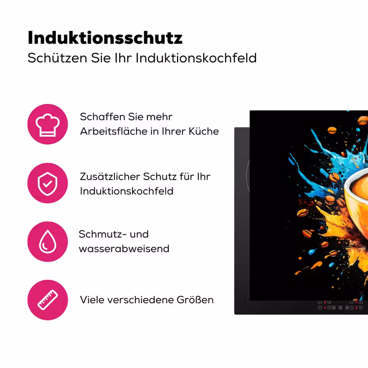 Koffie - Graffiti - Drinken - Abstract Inductie beschermer vinyl 3mm klein -zzzzzzz-lf-ups