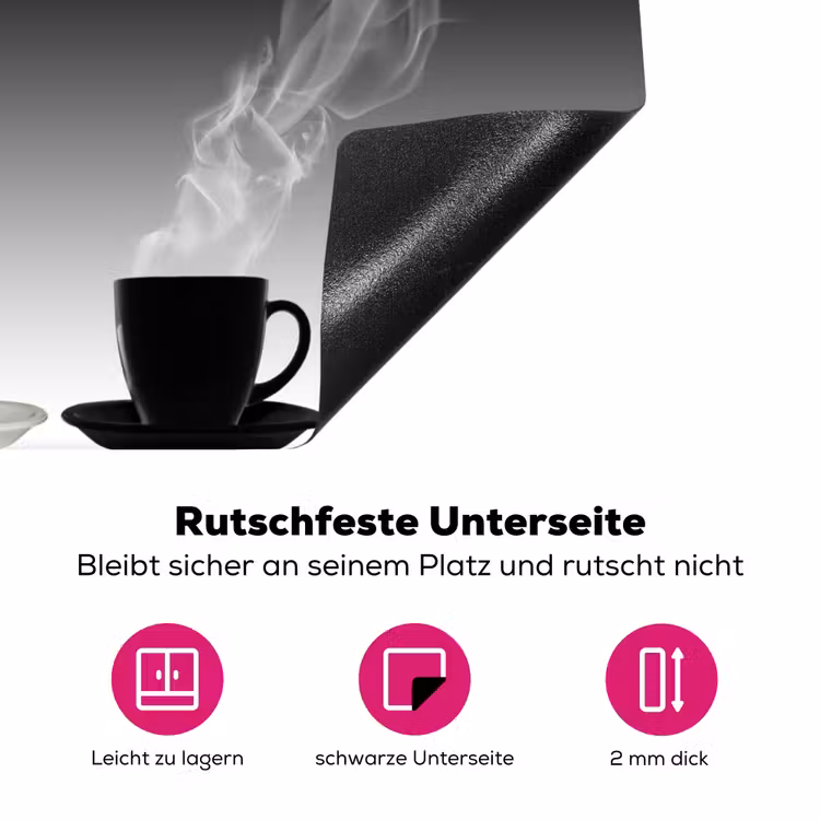 Koffie - Hartje - Zwart-wit - Kopjes Inductie beschermer vinyl 3mm middel -zzzzzzz-lf-onderkant