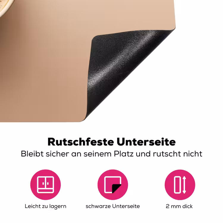 Koffie - Melkschuim - Lach - Beige Inductie beschermer vinyl 3mm klein -zzzzzzz-lf-onderkant