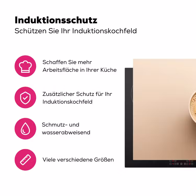 Koffie - Melkschuim - Lach - Beige Inductie beschermer vinyl 3mm klein -zzzzzzz-lf-ups