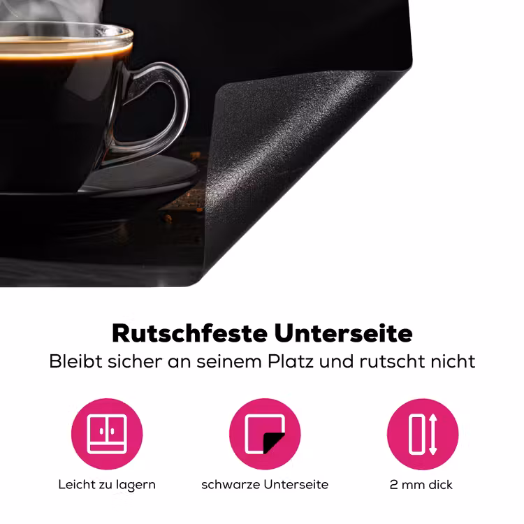Koffie - Zwart - Bonen - Warm - Kopje Inductie beschermer vinyl 3mm middel -zzzzzzz-lf-onderkant