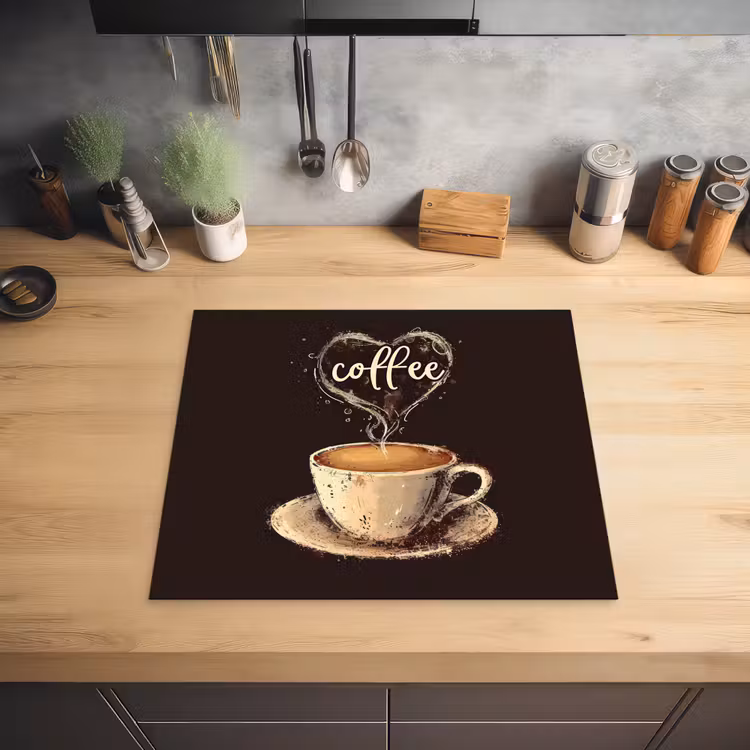 Koffie - Quote - Hartje - Coffee Inductie beschermer vinyl 3mm middel -sfeer5