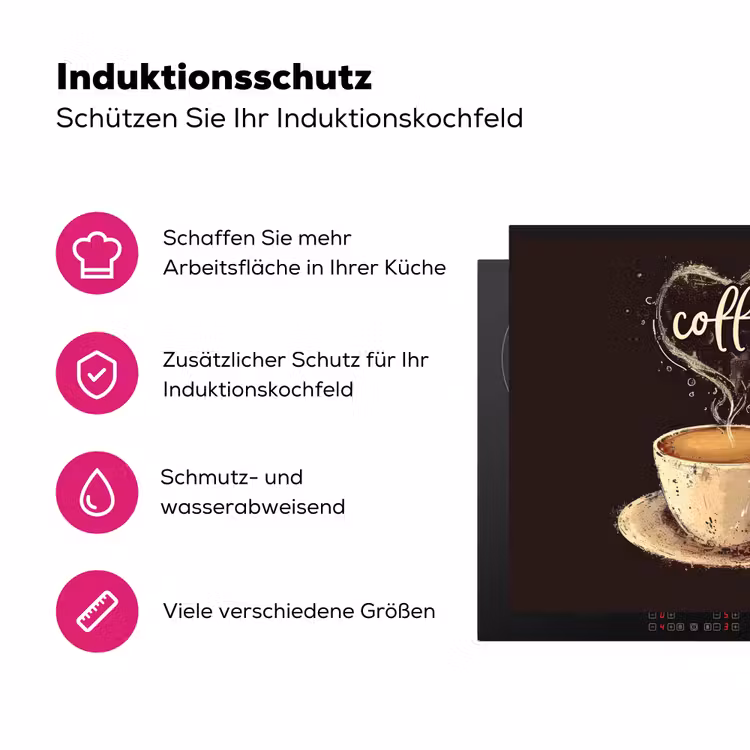 Koffie - Quote - Hartje - Coffee Inductie beschermer vinyl 3mm middel -zzzzzzz-lf-ups
