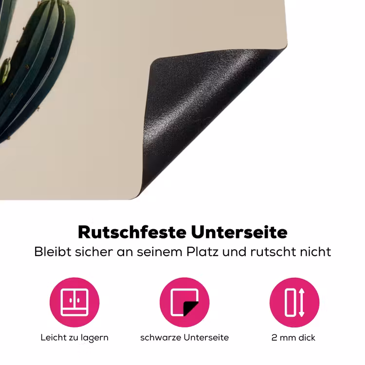 Cactus - Subtiel - Groen Inductie beschermer vinyl 3mm klein -zzzzzzz-lf-onderkant
