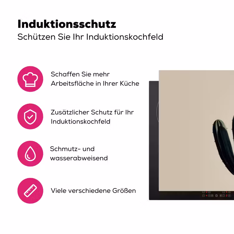 Cactus - Subtiel - Groen Inductie beschermer vinyl 3mm klein -zzzzzzz-lf-ups
