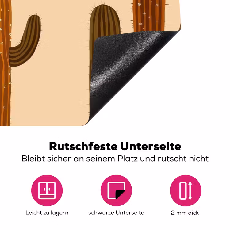 Cactus - Woestijn - Zand - Bruin Inductie beschermer vinyl 3mm klein -zzzzzzz-lf-onderkant