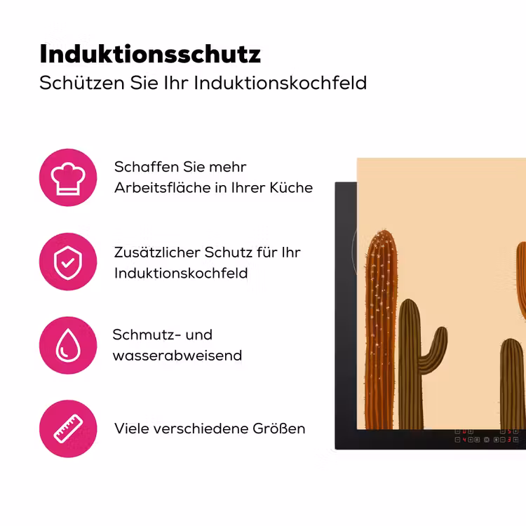 Cactus - Woestijn - Zand - Bruin Inductie beschermer vinyl 3mm klein -zzzzzzz-lf-ups