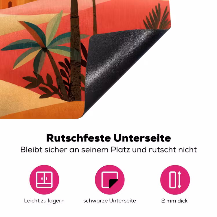 Kameel - Gekleurd tapijt - Duinen - Rode zon Inductie beschermer vinyl 3mm klein -zzzzzzz-lf-onderkant