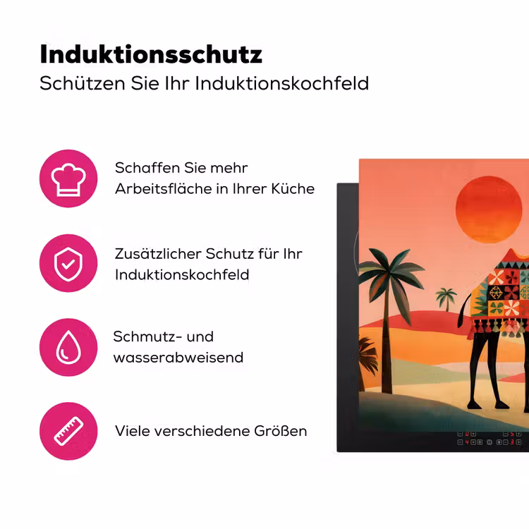 Kameel - Gekleurd tapijt - Duinen - Rode zon Inductie beschermer vinyl 3mm klein -zzzzzzz-lf-ups