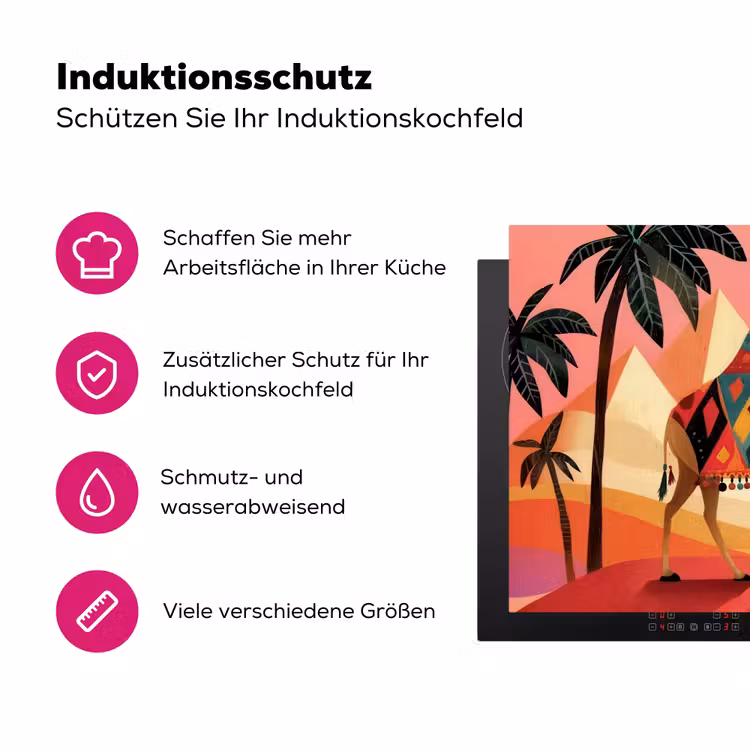 Kameel - Pyramides - Rode zon Inductie beschermer vinyl 3mm klein -zzzzzzz-lf-ups