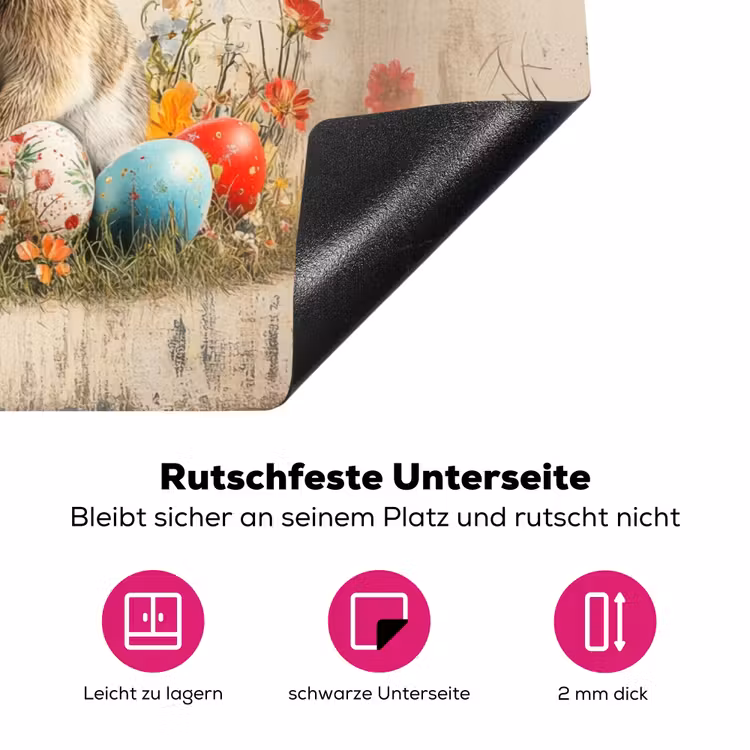 Konijnen - Bloemen - Eieren Inductie beschermer vinyl 3mm klein -zzzzzzz-lf-onderkant