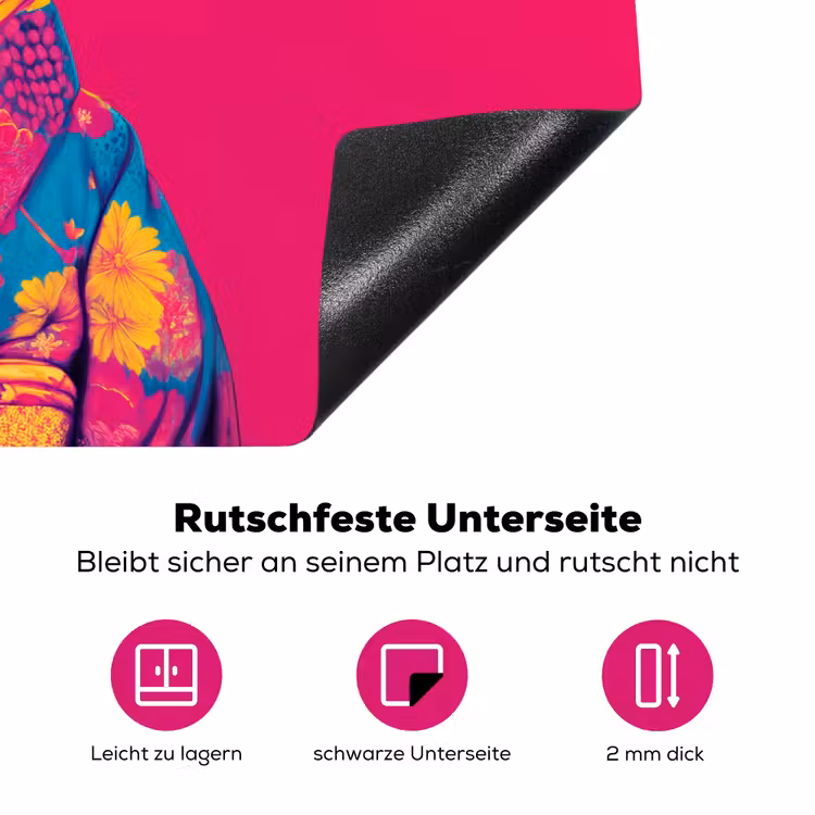 Konijn - Bloemen - Kleurrijk - Kimono Inductie beschermer vinyl 3mm klein -zzzzzzz-lf-onderkant