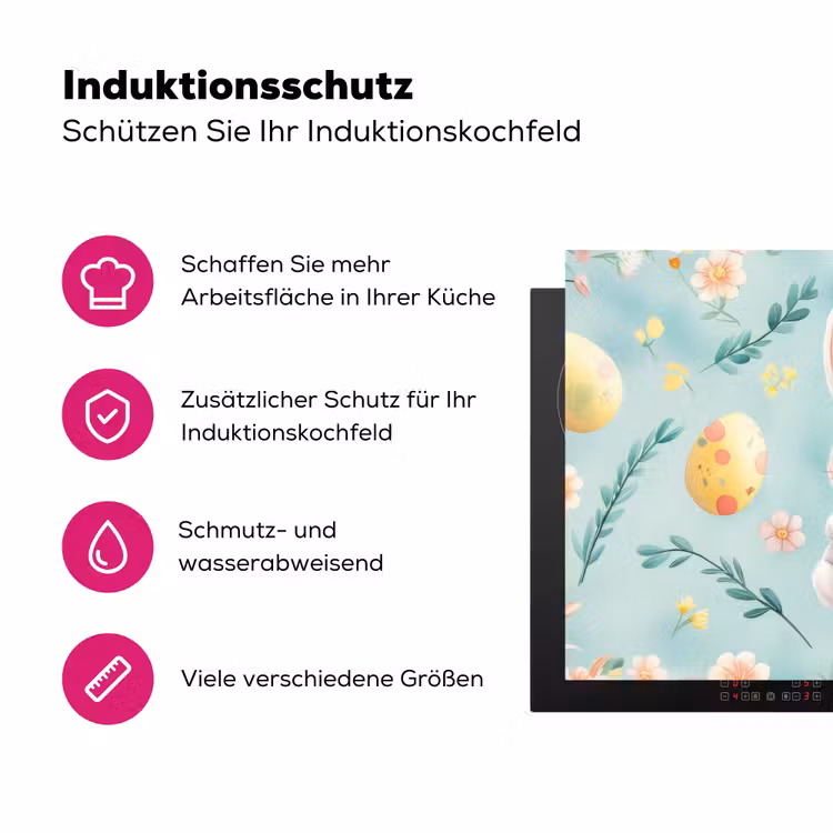 Konijn - Eieren - Takjes Inductie beschermer vinyl 3mm klein -zzzzzzz-lf-ups