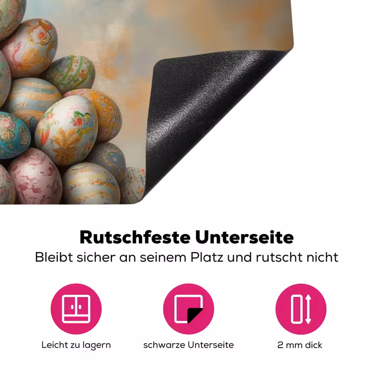 Konijn - Eieren - Kleurrijk Inductie beschermer vinyl 3mm klein -zzzzzzz-lf-onderkant