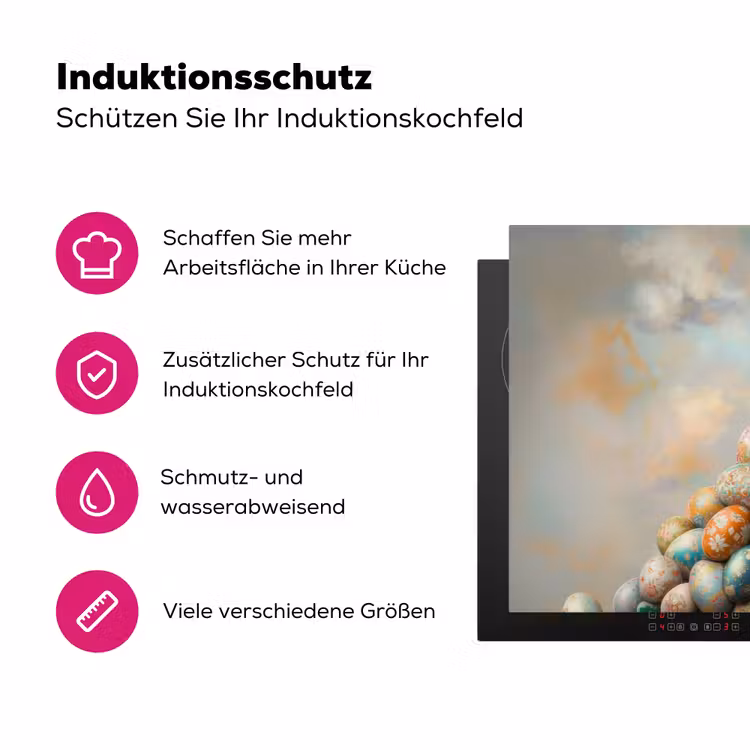 Konijn - Eieren - Kleurrijk Inductie beschermer vinyl 3mm klein -zzzzzzz-lf-ups